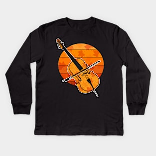 Fall Cello Cellist Autumn Thanksgiving Kids Long Sleeve T-Shirt